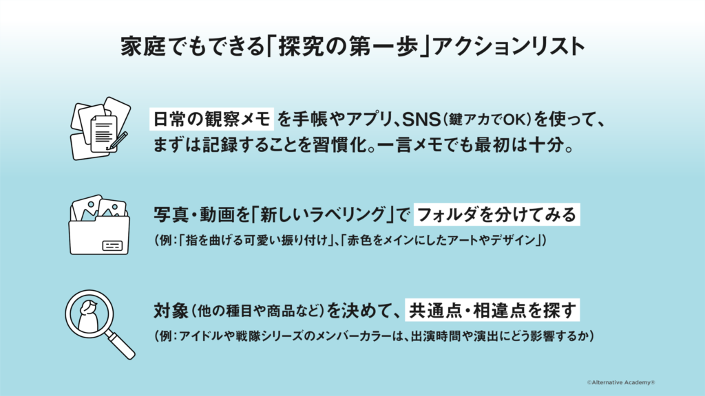 家庭でもできる「探究の第一歩」アクションリスト
